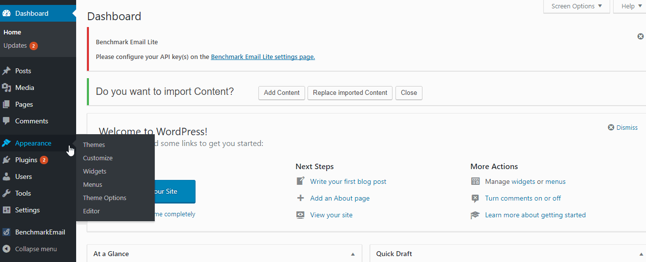 Benckmark Email Dashboard