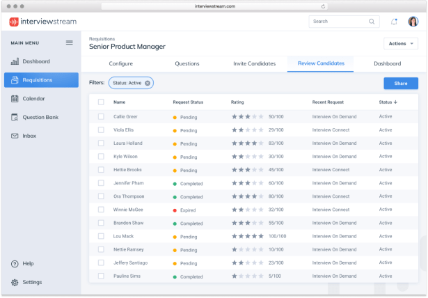 Interviewstream Dashboard