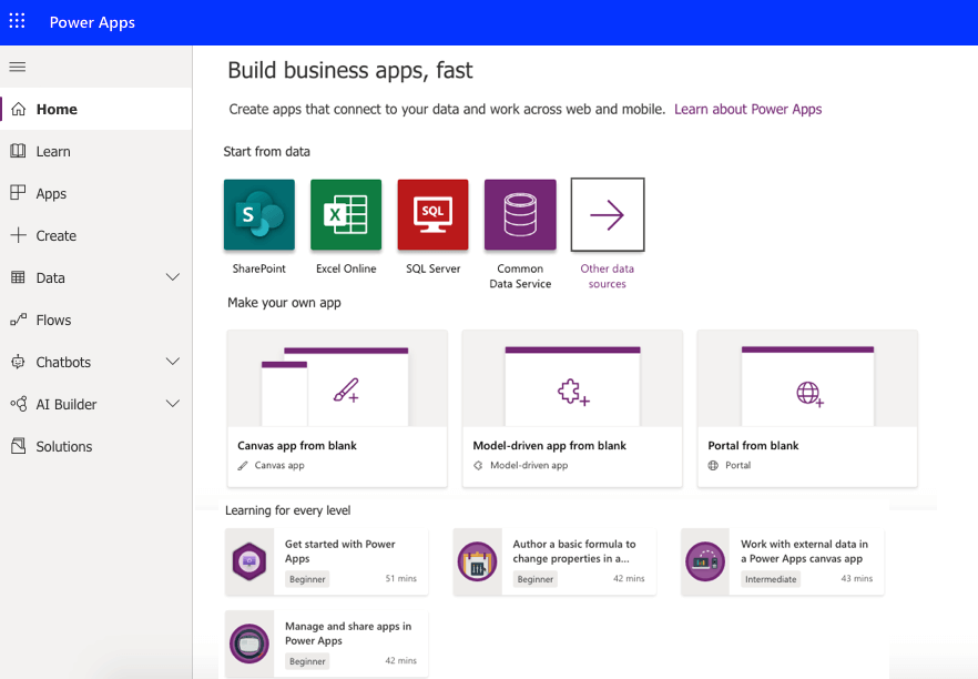 Microsoft PowerApps Dashboard